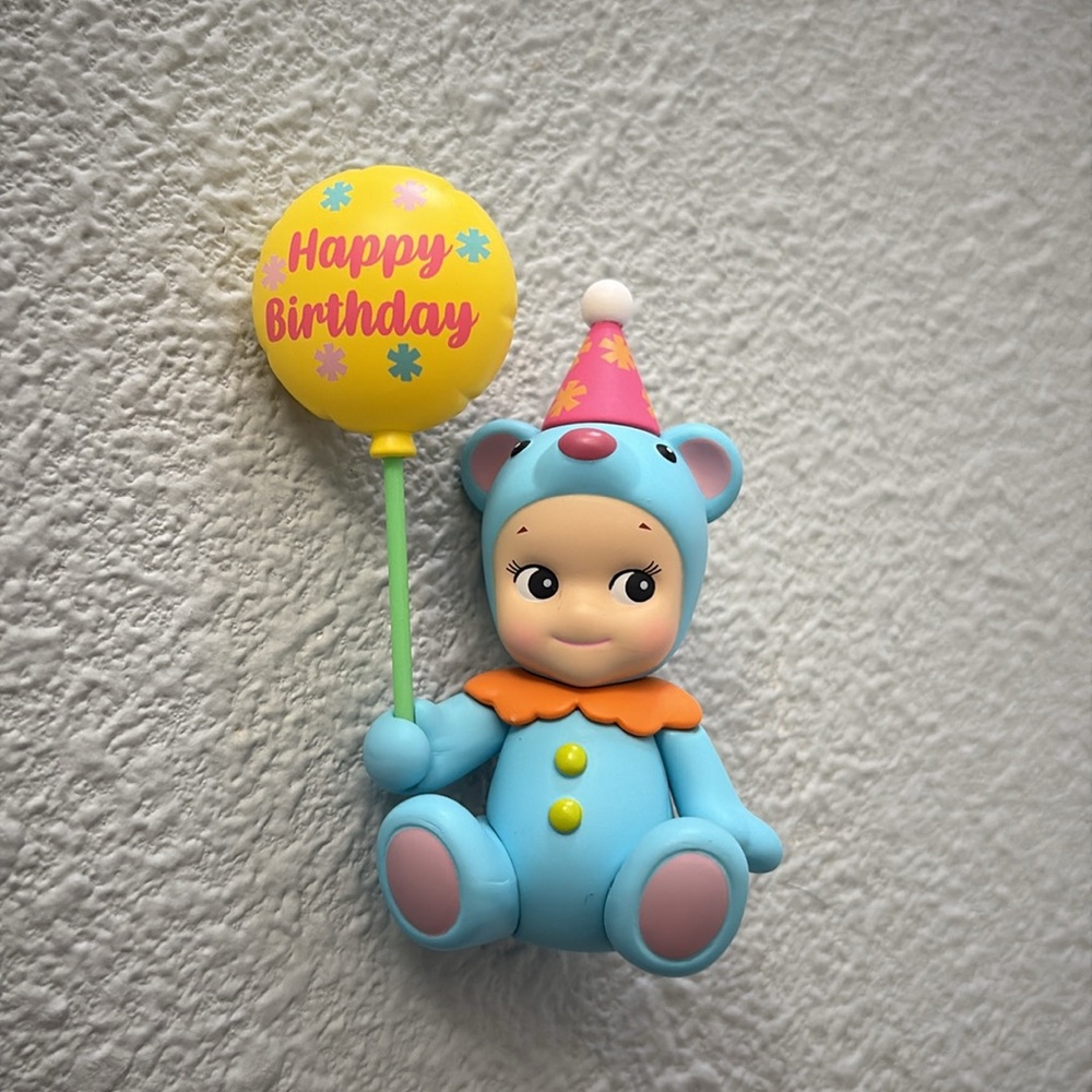 Sonny Angels Blue Mouse Birthday Toy with Balloon